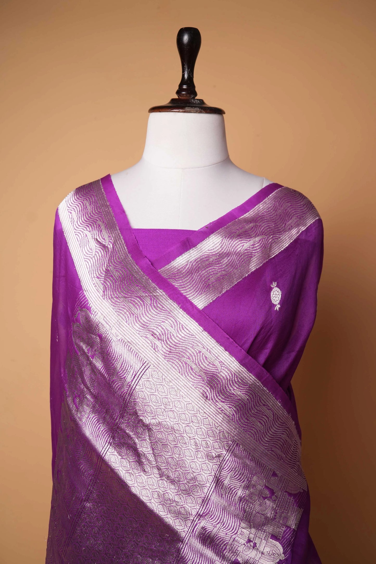 Magenta Banarasi Ghat Weaving Organza Silk Saree