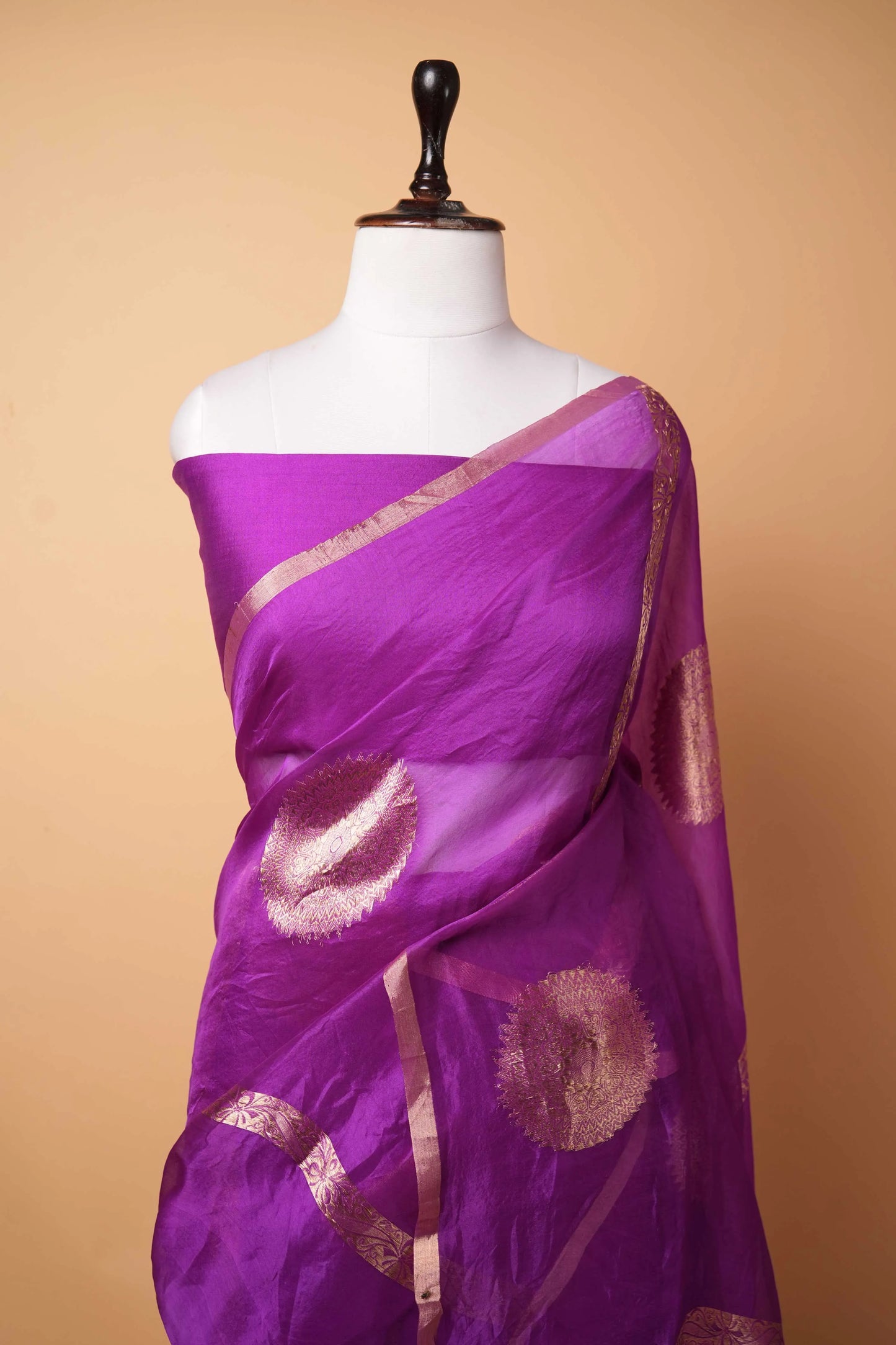 Magenta Kadhua Organza Silk Saree