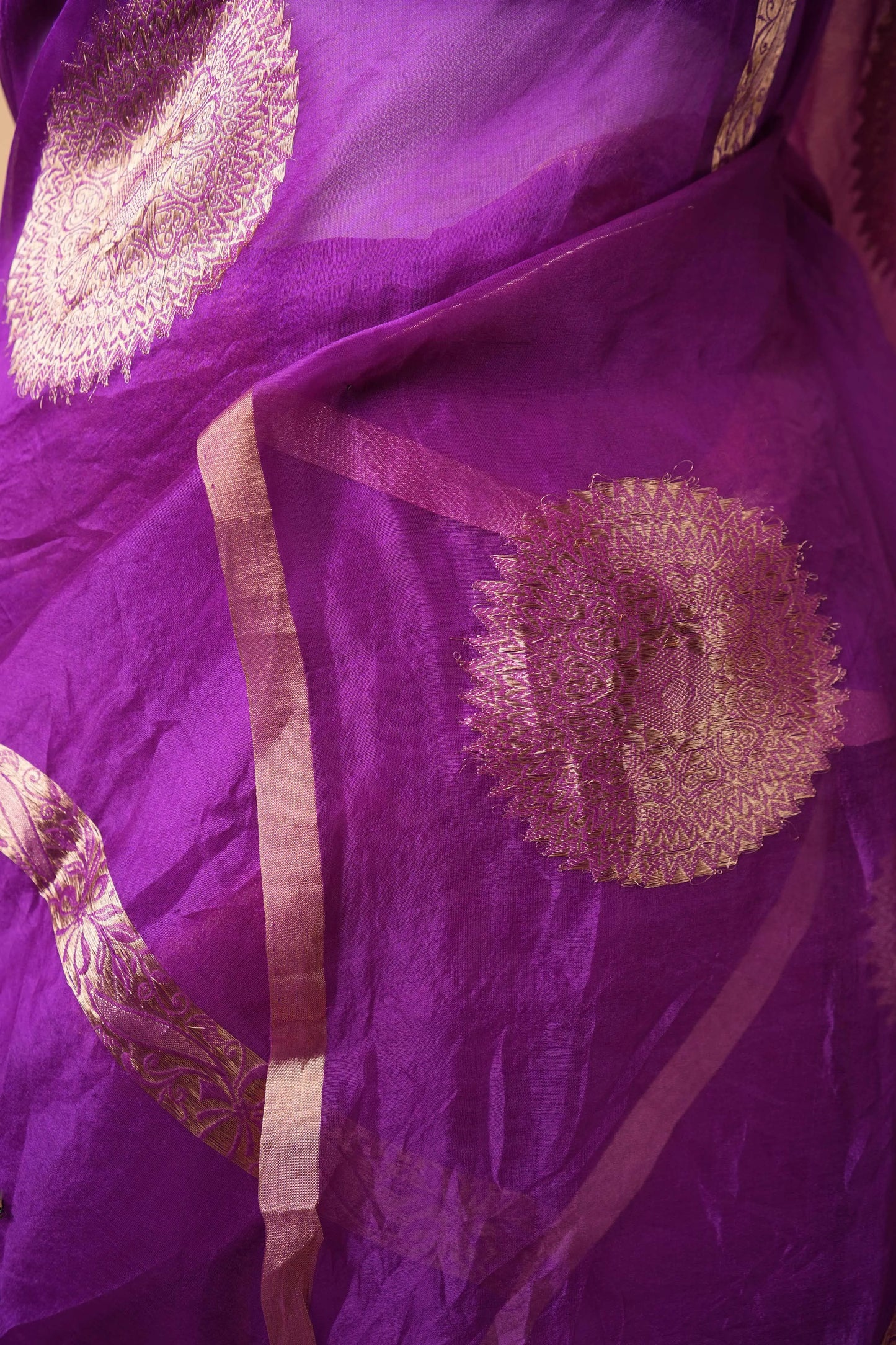 Magenta Kadhua Organza Silk Saree