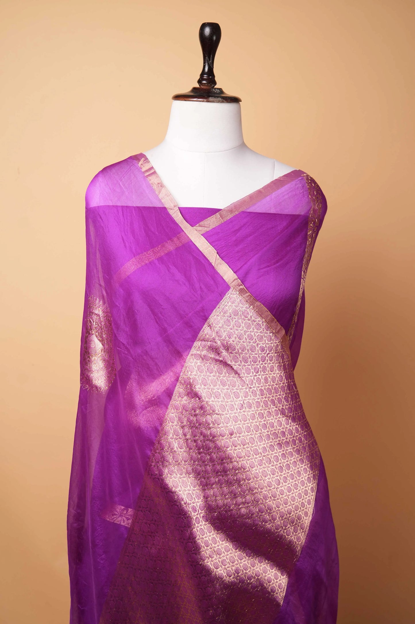 Magenta Kadhua Organza Silk Saree