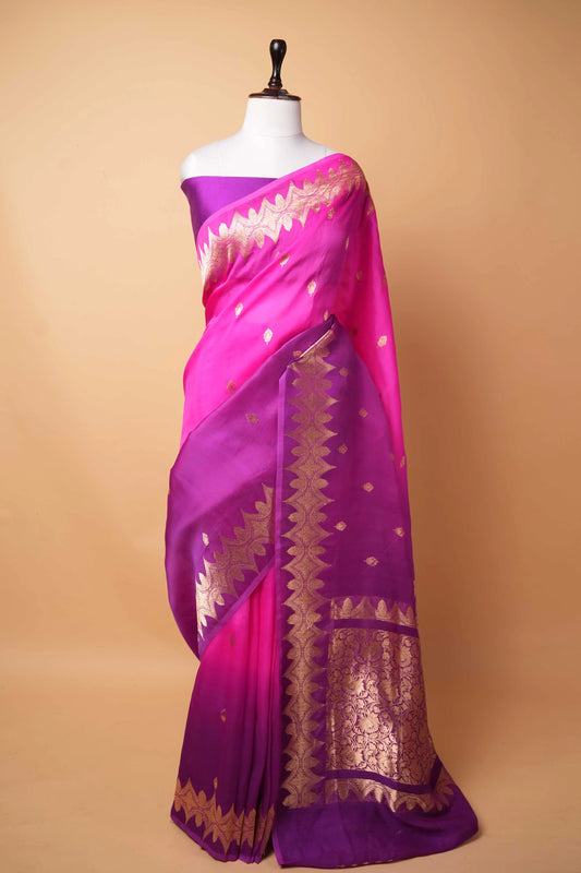 Pink & Magenta Kadhua Organza Silk Saree