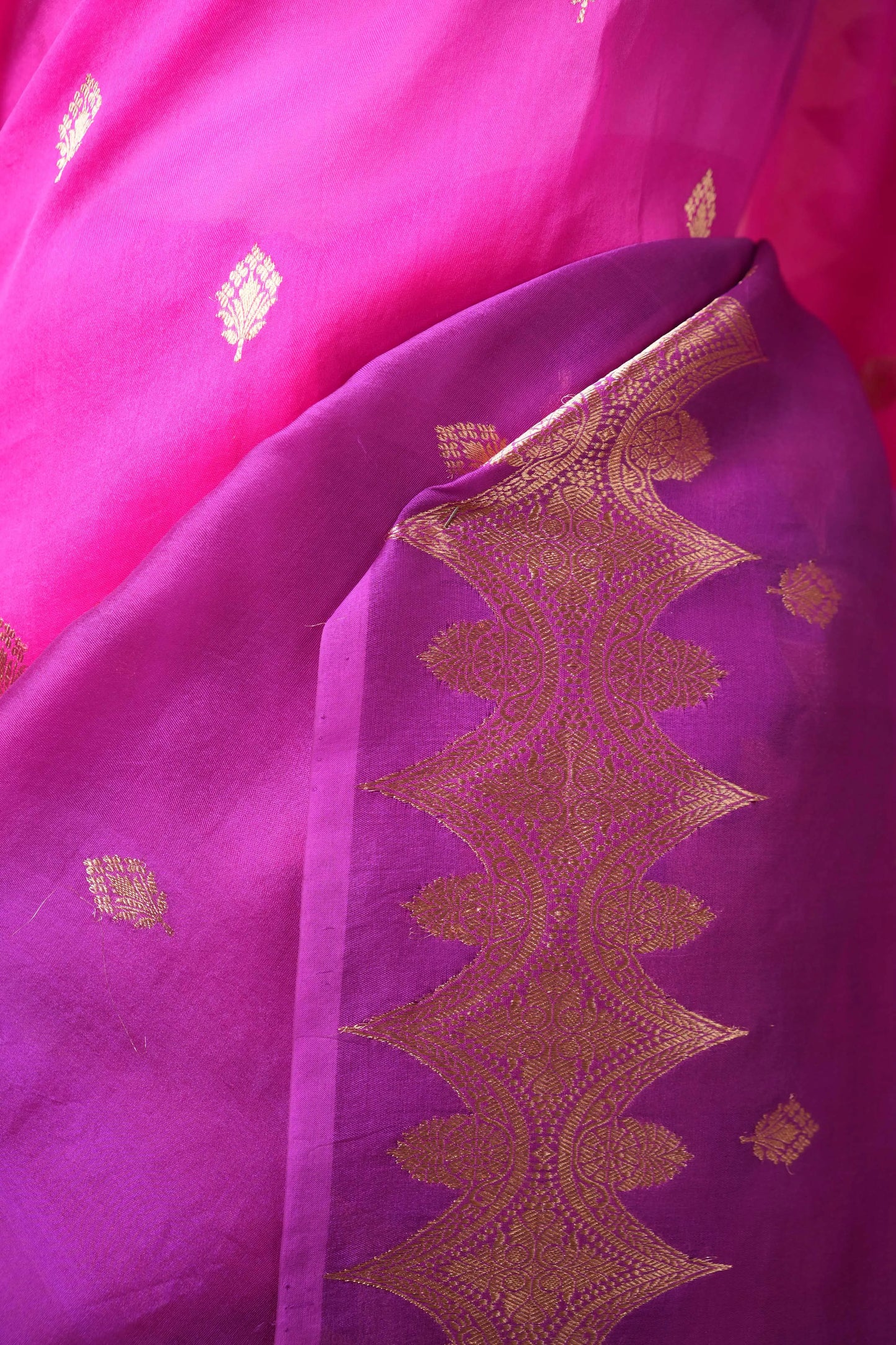 Pink & Magenta Kadhua Organza Silk Saree