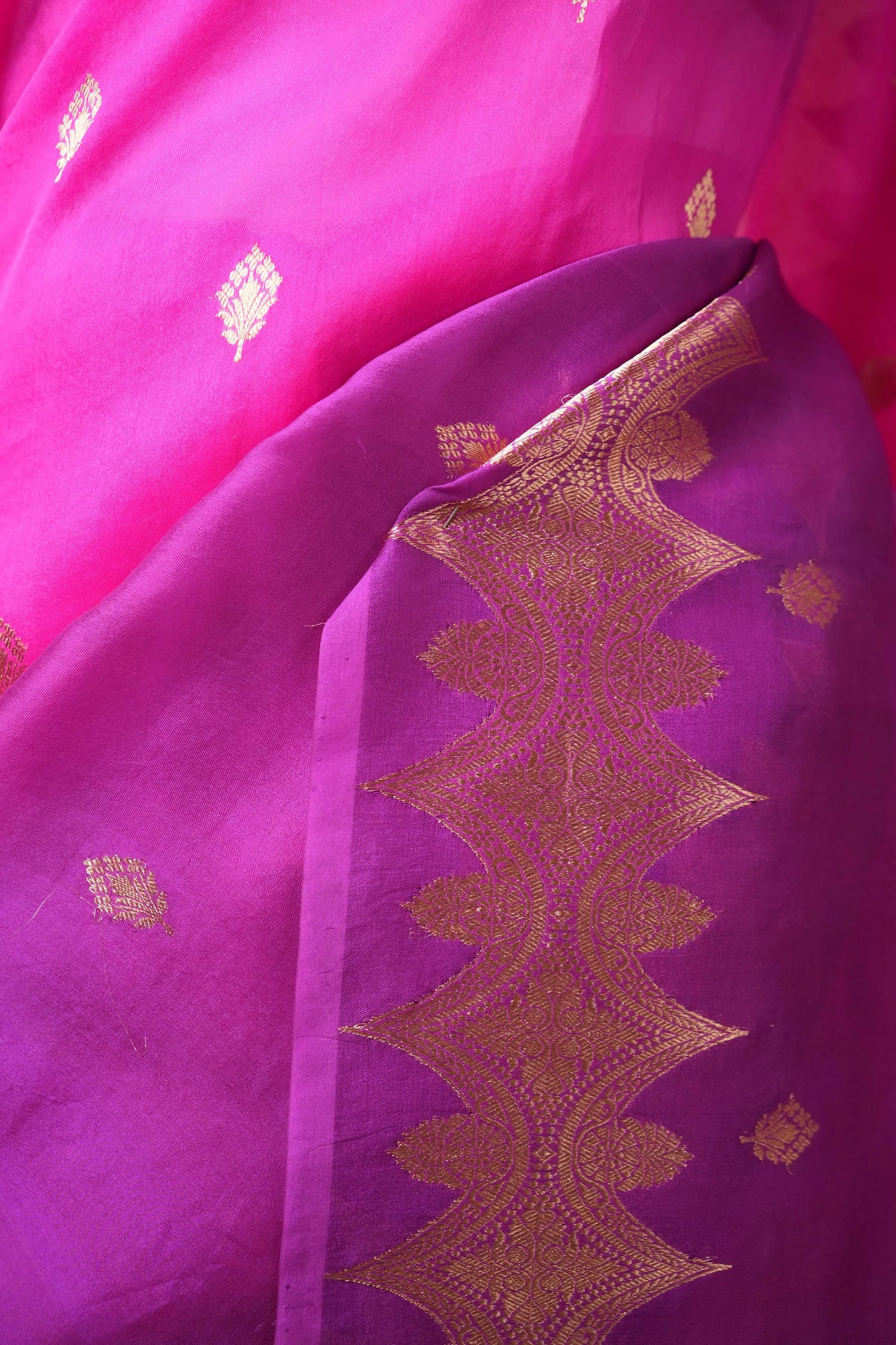 Pink & Magenta Kadhua Organza Silk Saree