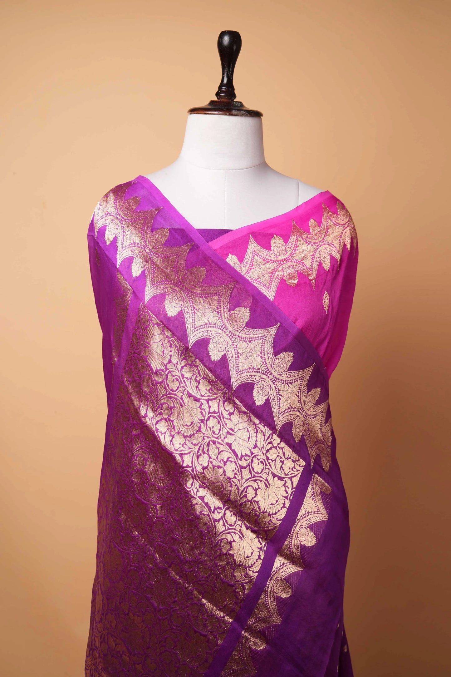 Pink & Magenta Kadhua Organza Silk Saree