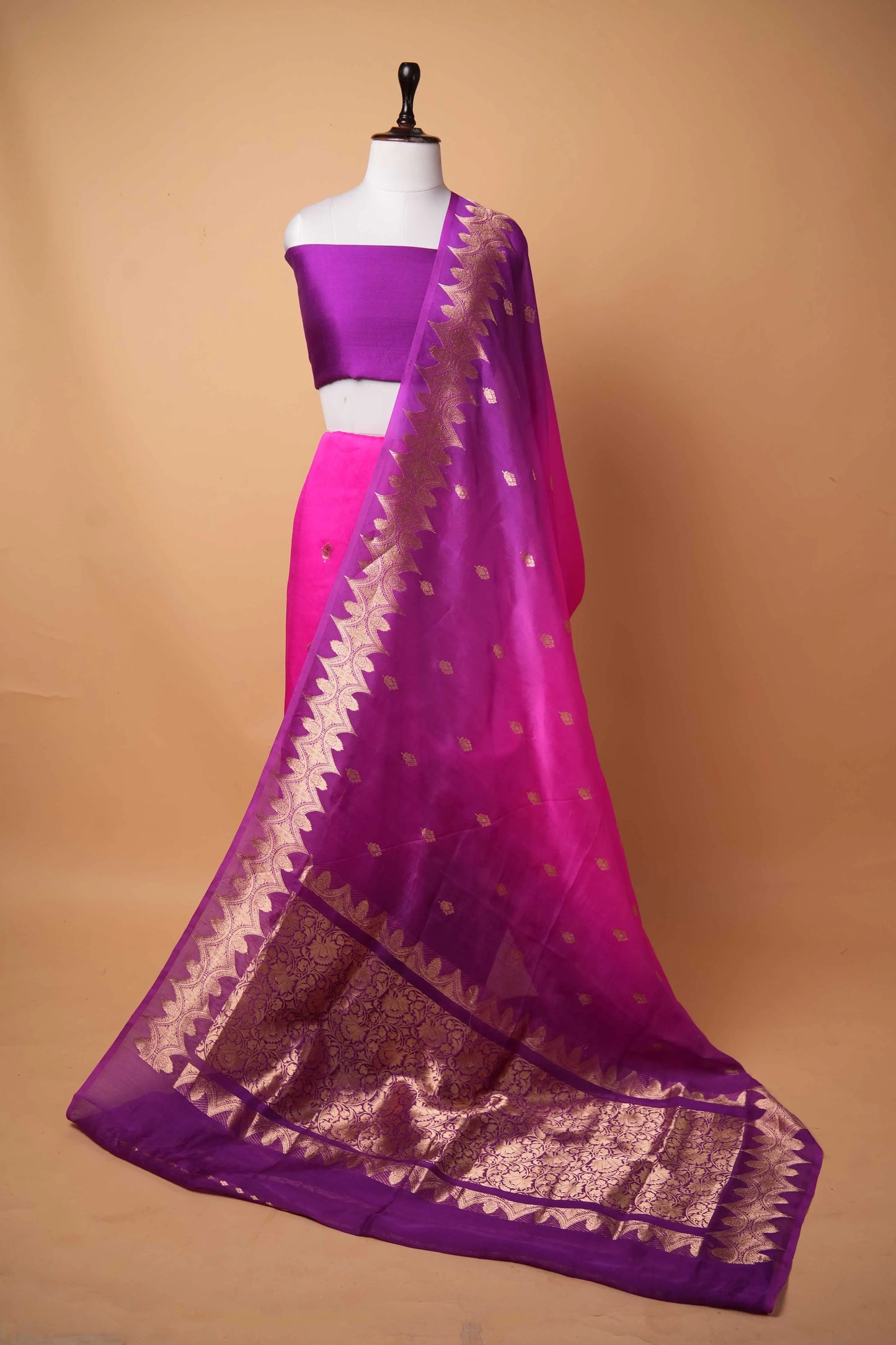 Pink & Magenta Kadhua Organza Silk Saree
