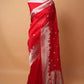 Red Banarasi Ghat Weaving Organza Silk Saree