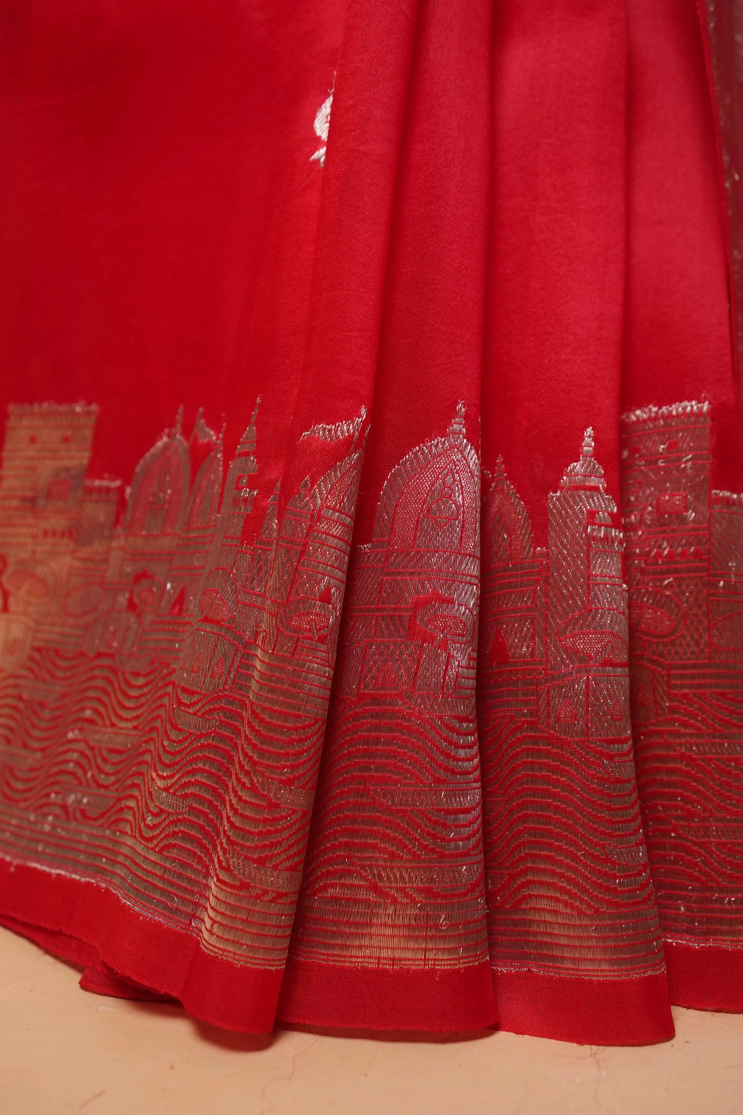 Red Banarasi Ghat Weaving Organza Silk Saree