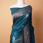 Peacock Blue Handwoven Raw Silk Saree