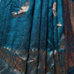 Peacock Blue Handwoven Raw Silk Saree