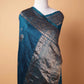 Peacock Blue Handwoven Raw Silk Saree