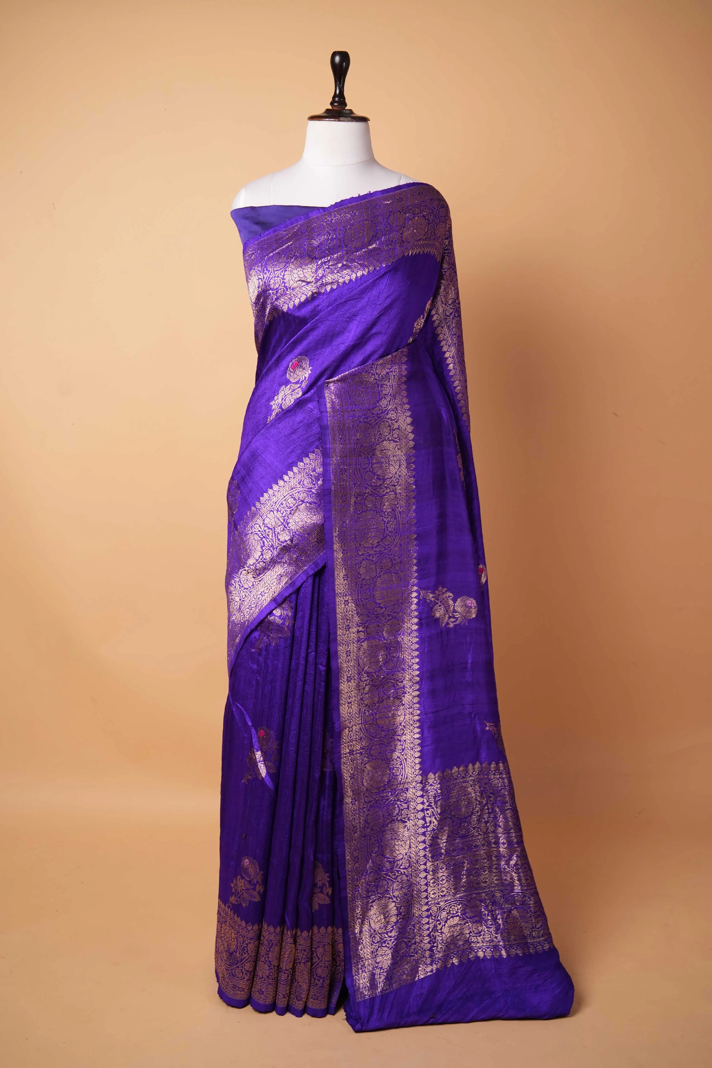 Purple Handwoven Raw Silk Saree
