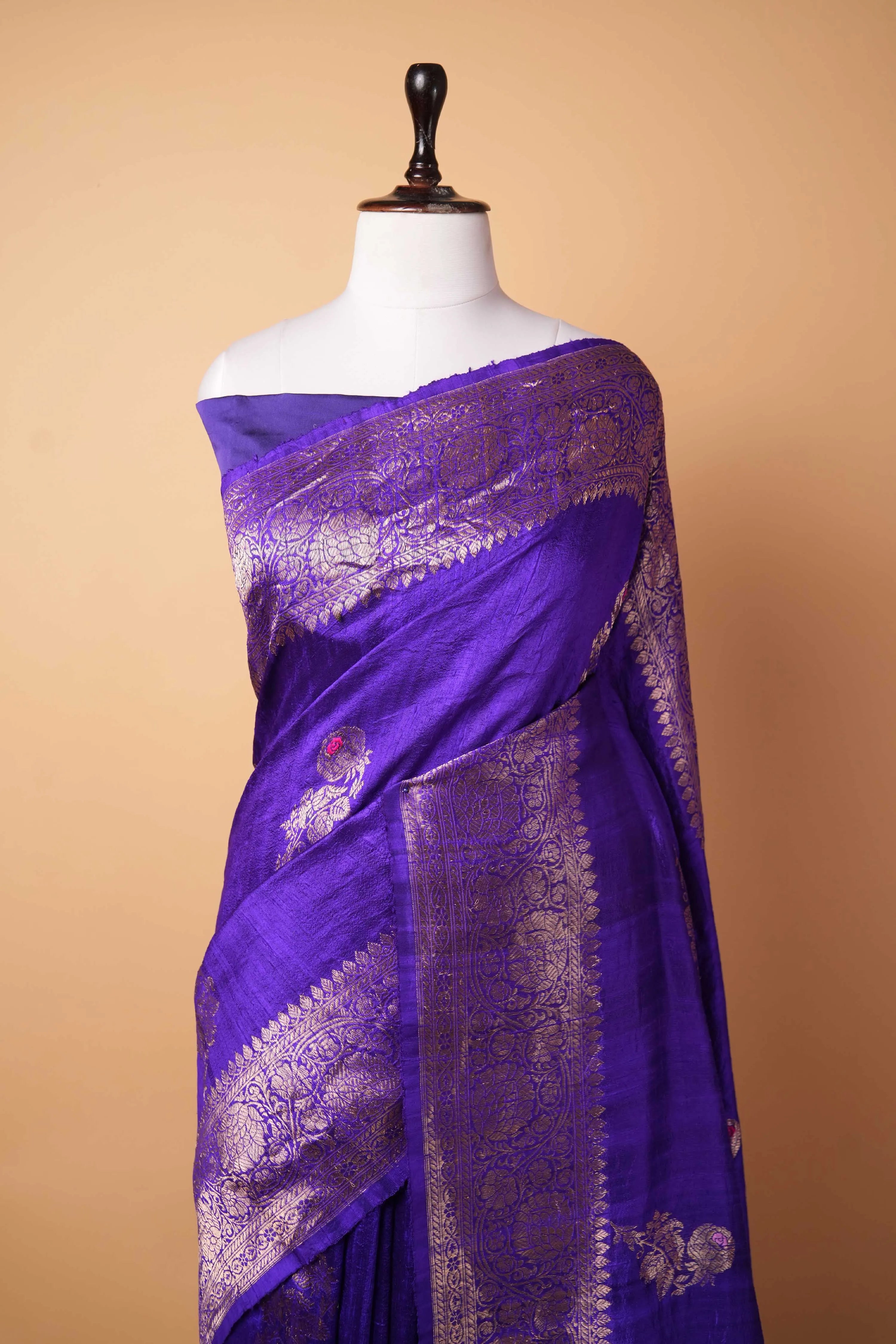 Purple Handwoven Raw Silk Saree