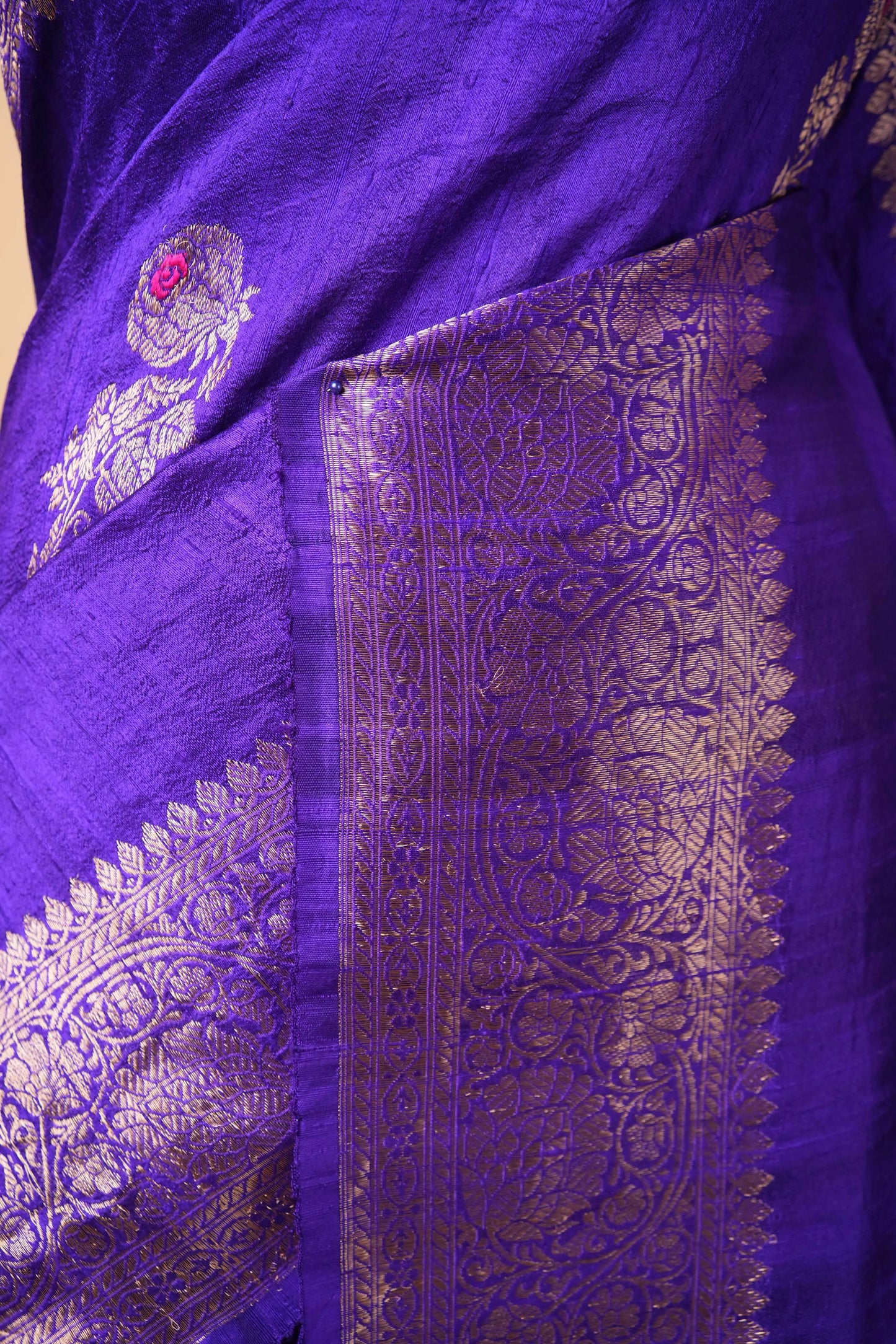 Purple Handwoven Raw Silk Saree