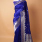 Royal Blue  Banarasi Ghat Weaving Organza Silk Saree