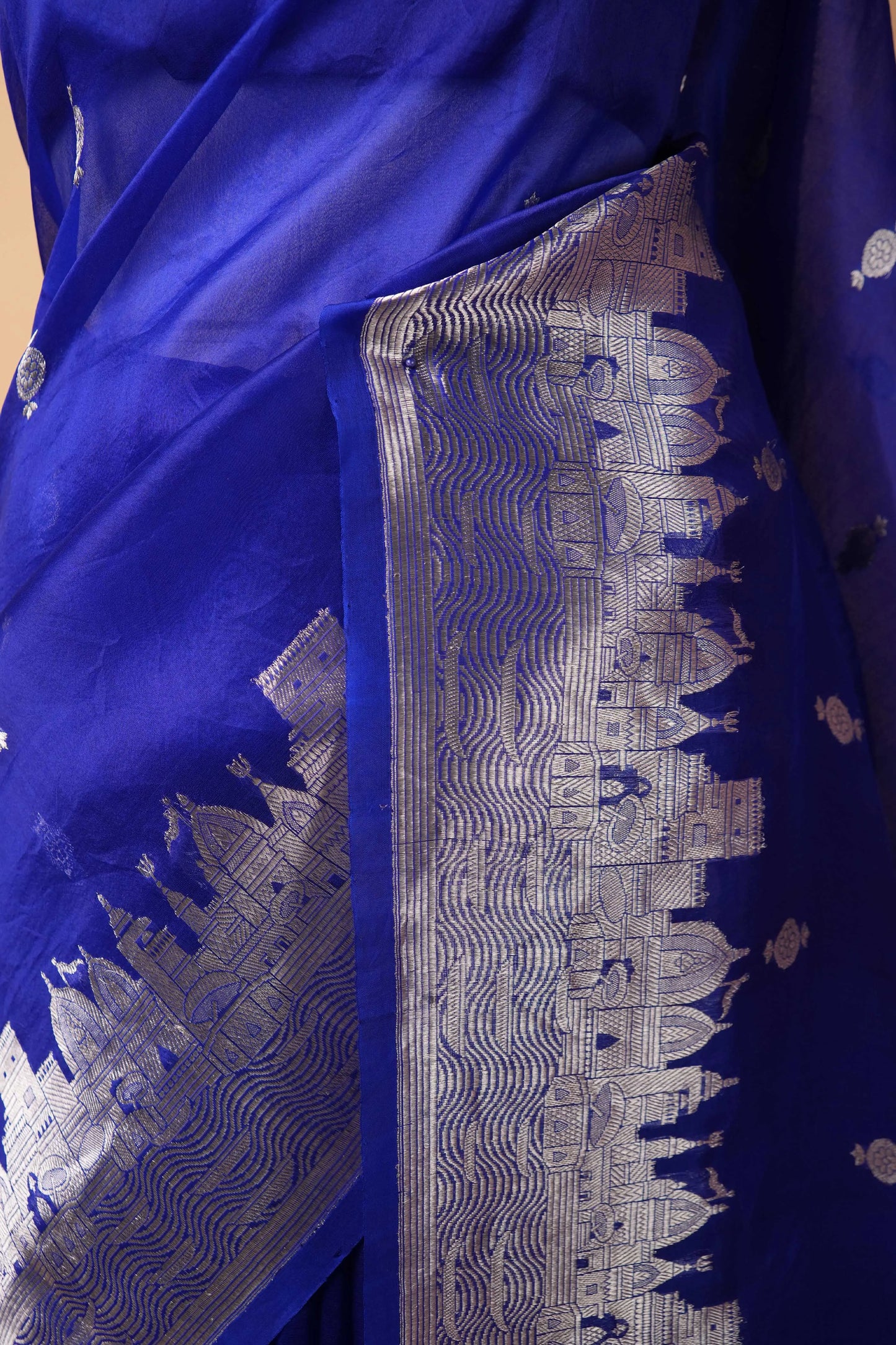 Royal Blue  Banarasi Ghat Weaving Organza Silk Saree