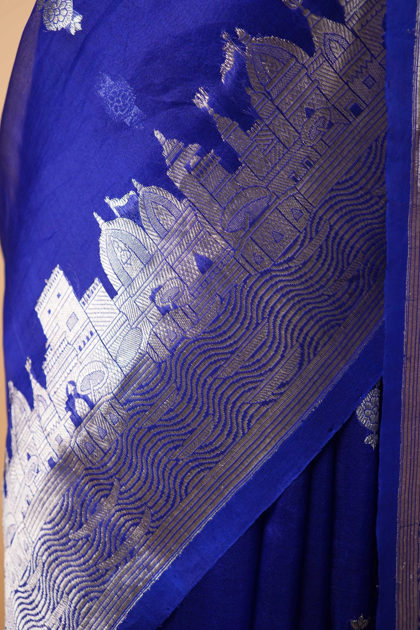 Royal Blue  Banarasi Ghat Weaving Organza Silk Saree