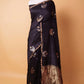Black Handwoven Raw Silk Saree