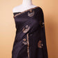 Black Handwoven Raw Silk Saree