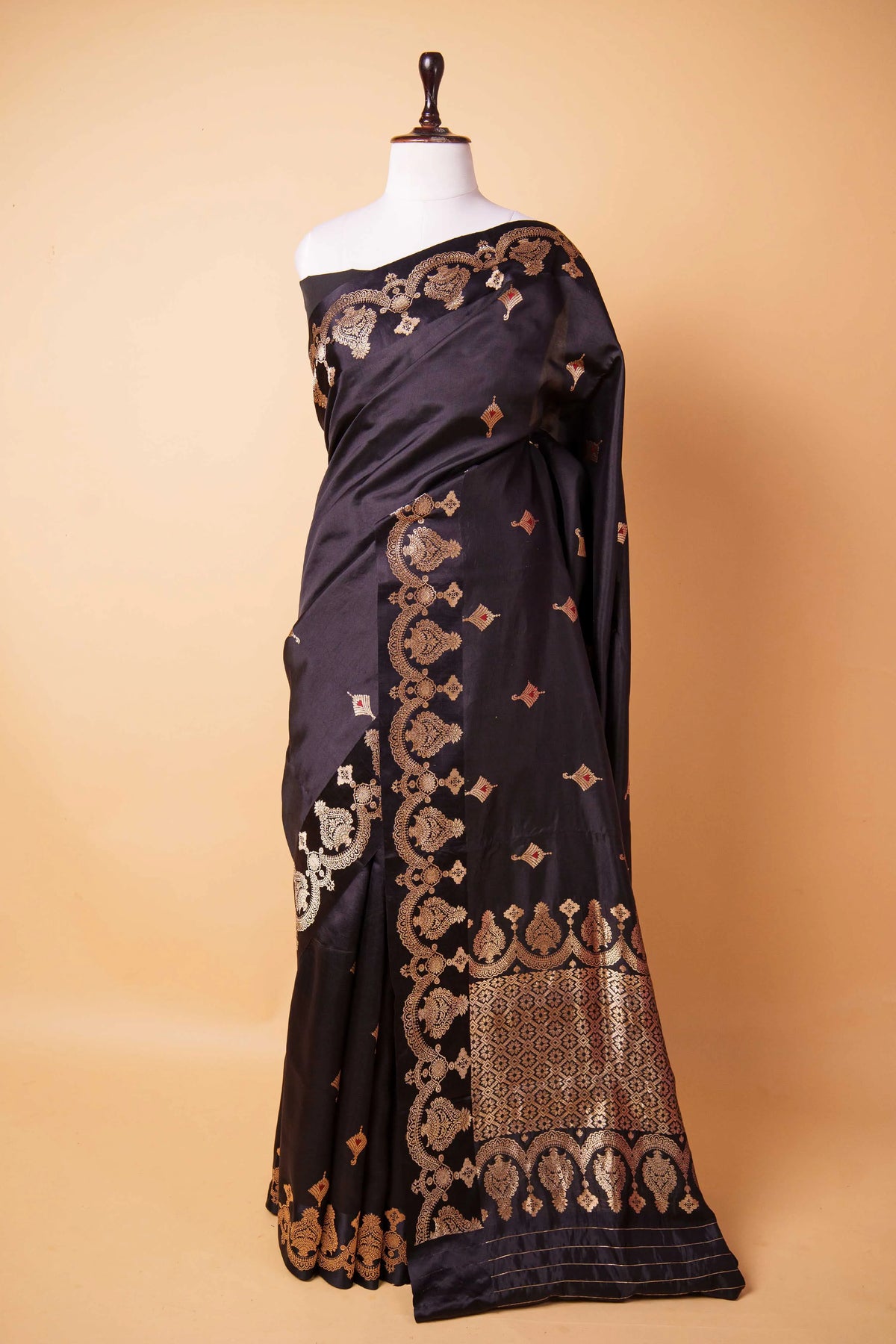 Black Zari Woven Puna Silk Saree