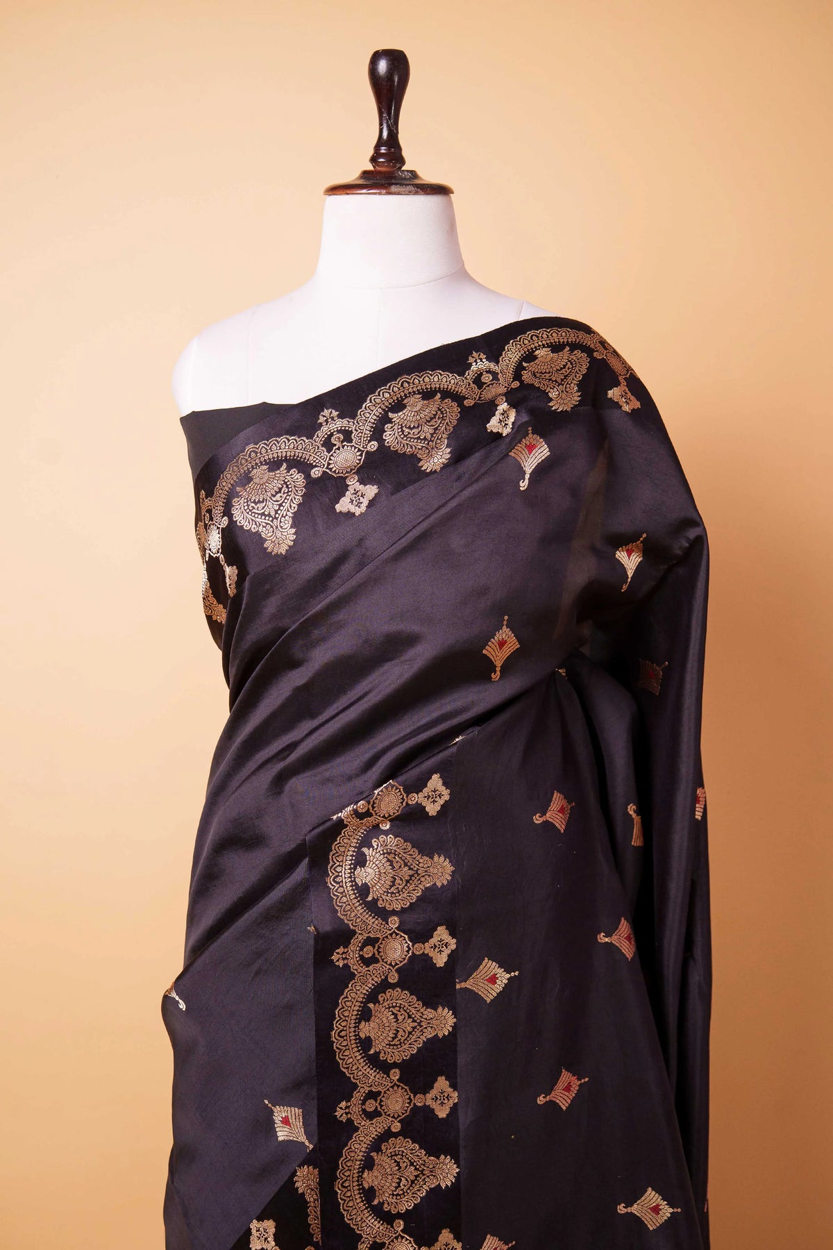 Black Zari Woven Puna Silk Saree