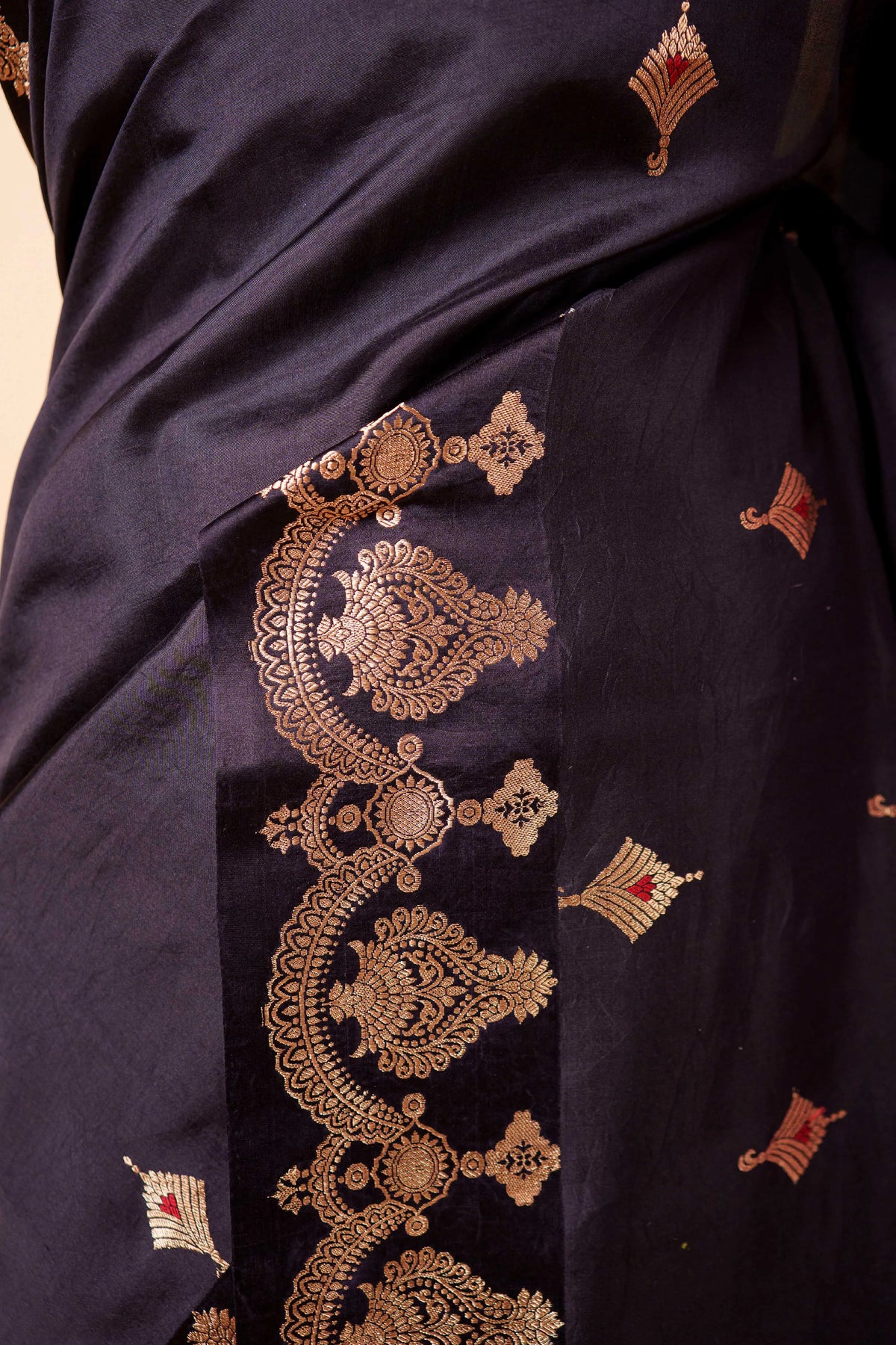 Black Zari Woven Puna Silk Saree