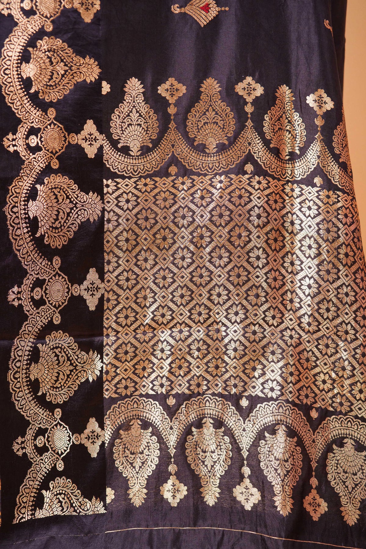 Black Zari Woven Puna Silk Saree
