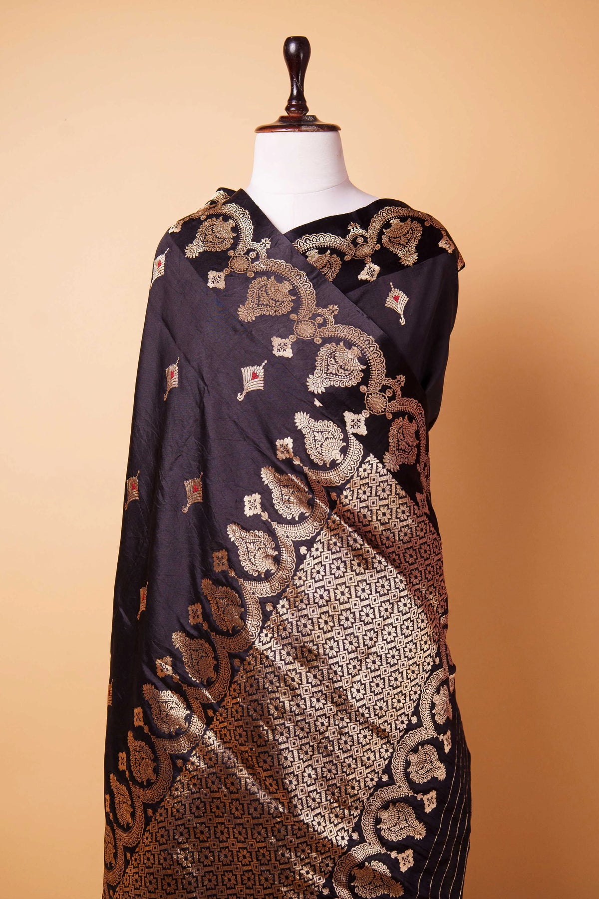 Black Zari Woven Puna Silk Saree