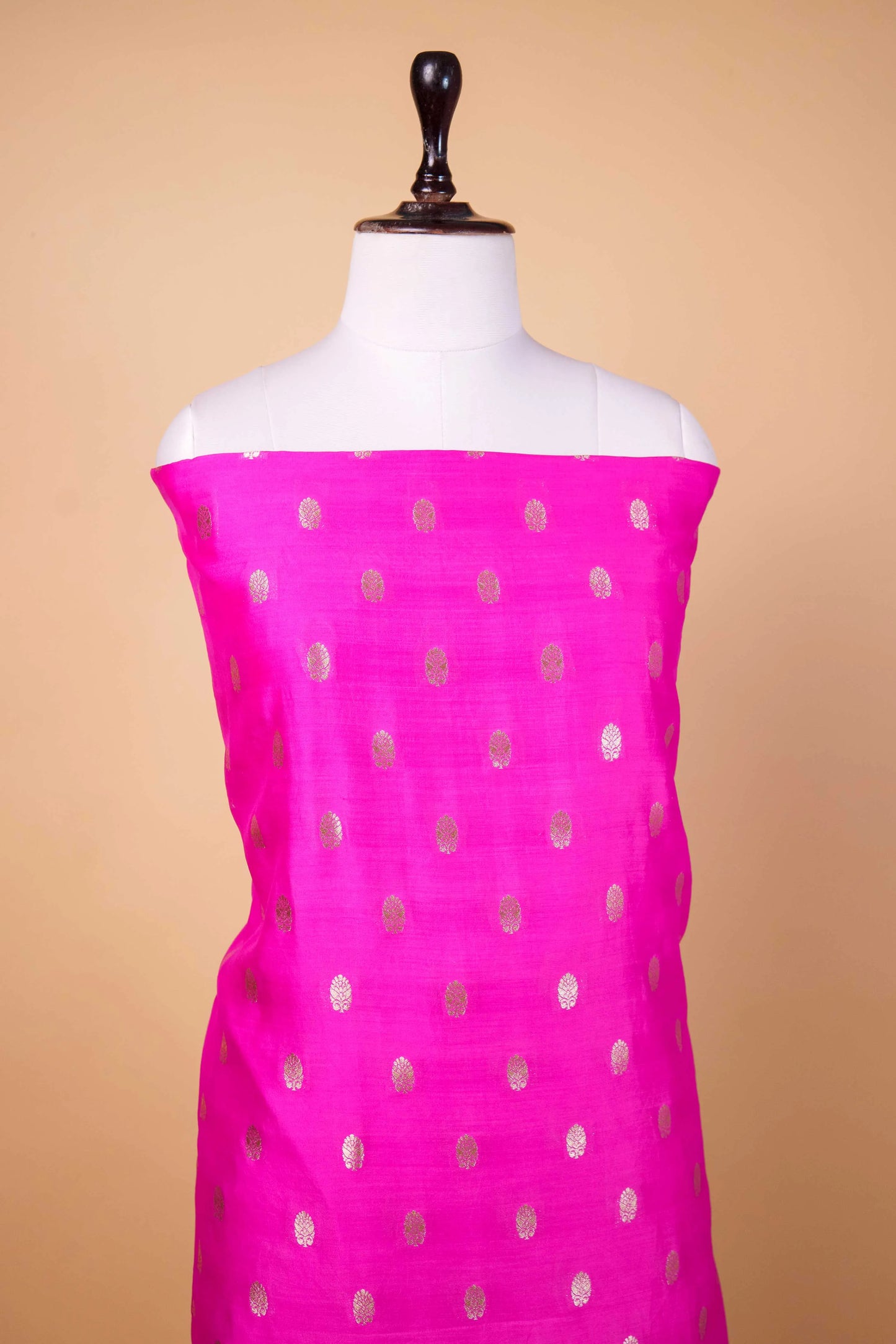 Rani Pink Handwoven Chiniya Silk Suit Set