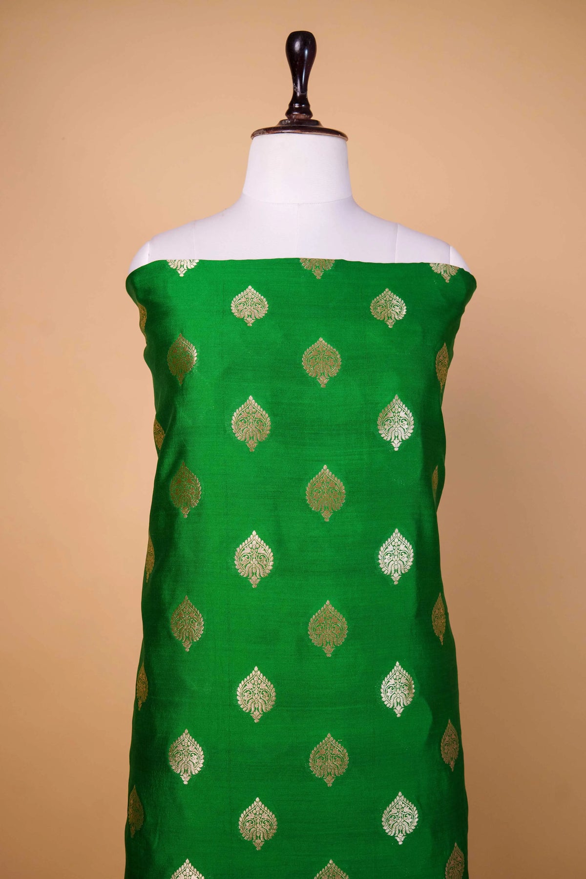 Bottle Green Handwoven Chiniya Silk Suit Set
