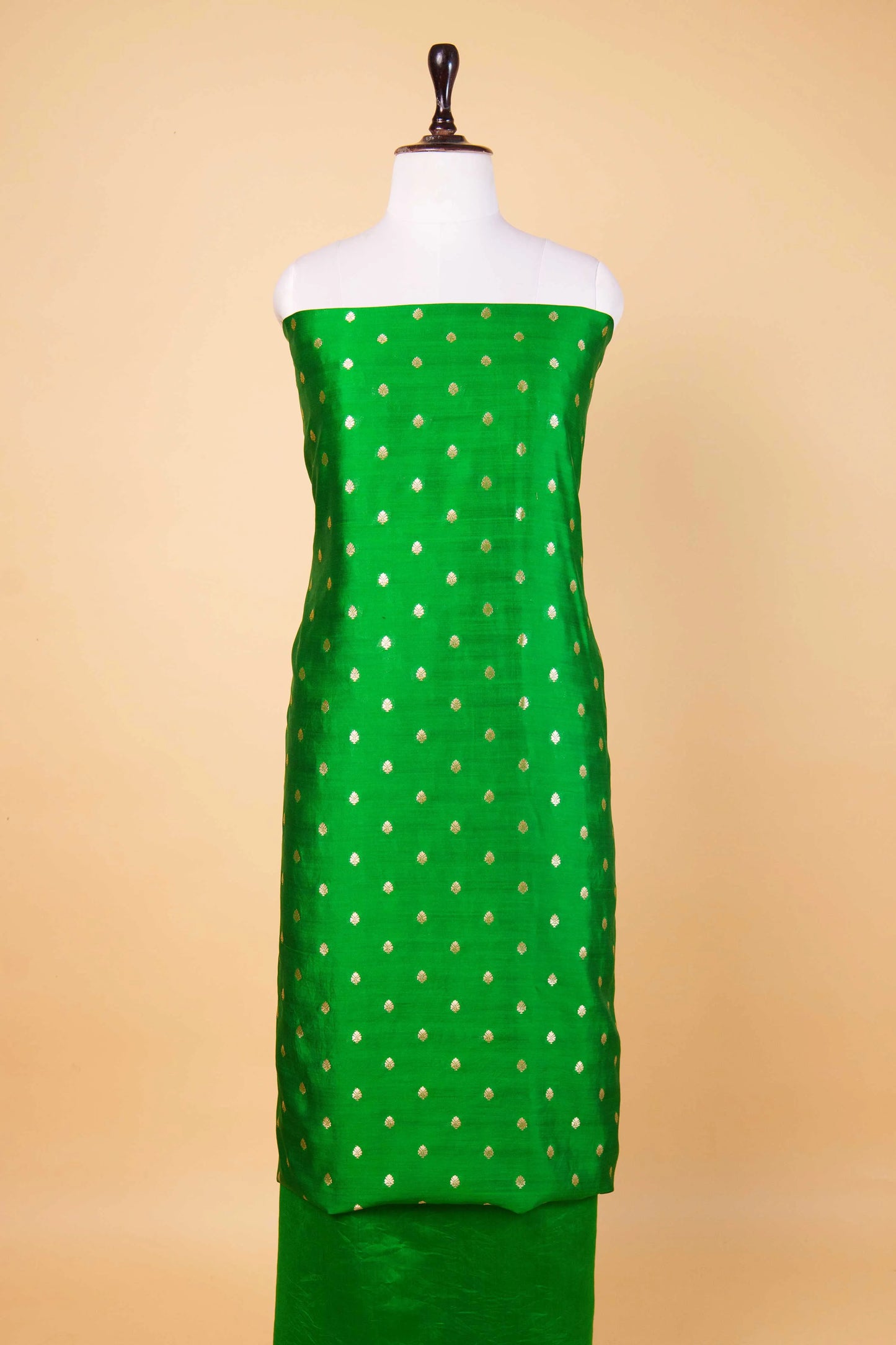 Bottle Green Handwoven Chiniya Silk Suit Set