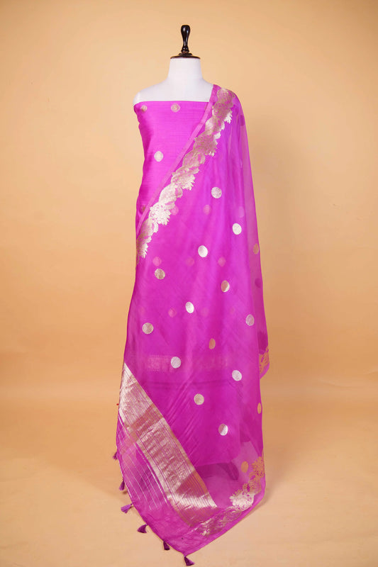 Purple Handwoven Chiniya Silk Suit Set