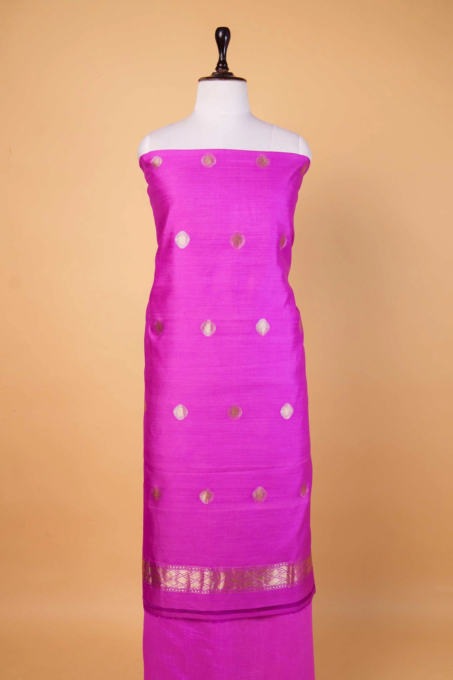 Purple Handwoven Chiniya Silk Suit Set