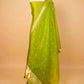 Olive Green Handwoven Chiniya Silk Suit Set