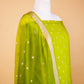 Olive Green Handwoven Chiniya Silk Suit Set