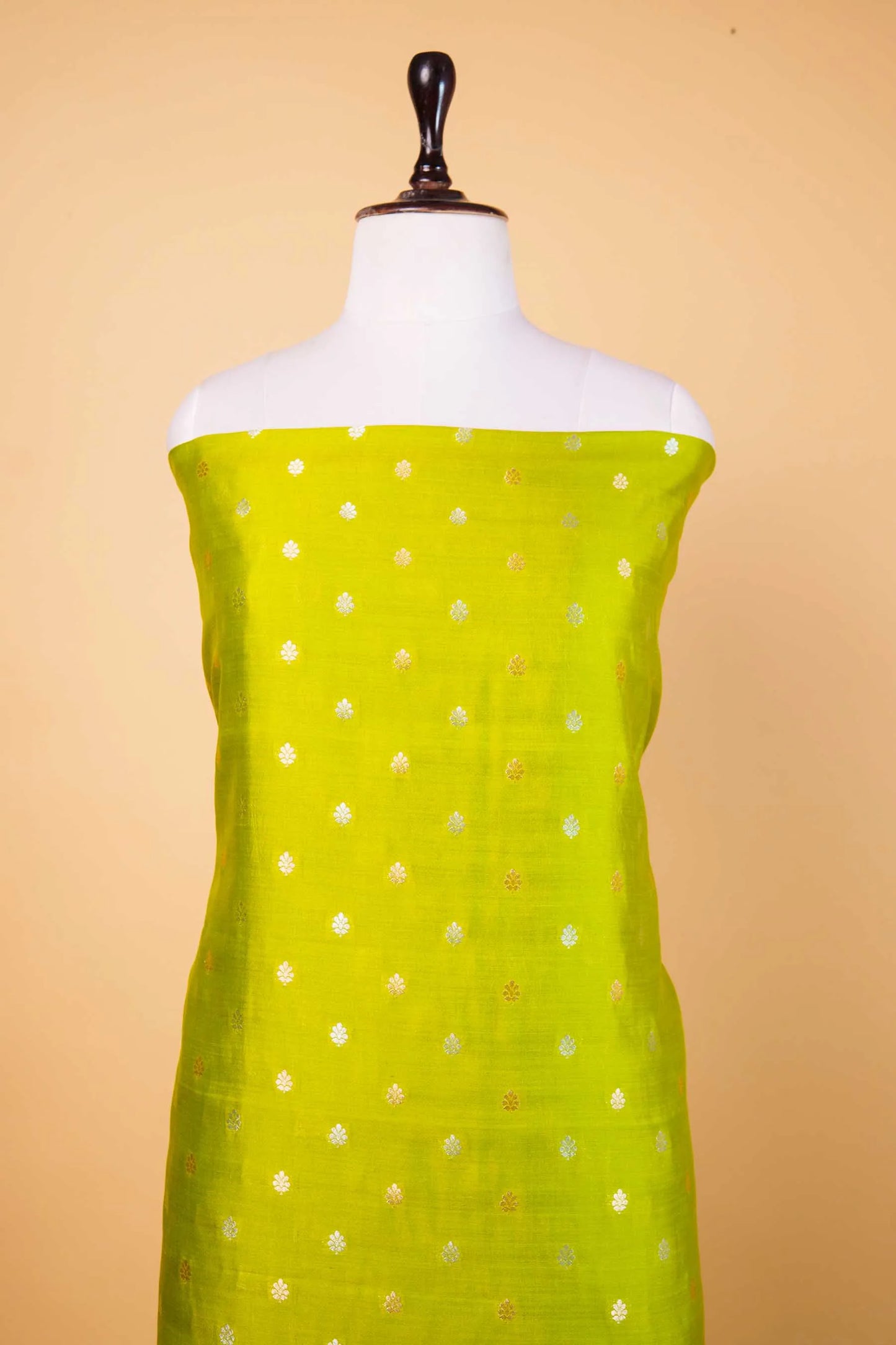 Olive Green Handwoven Chiniya Silk Suit Set