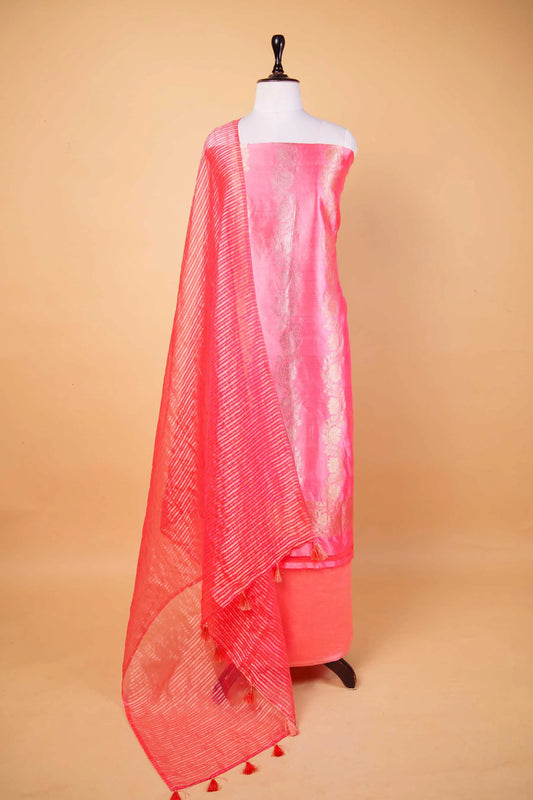 Peach Kadhua Chiniya Silk Suit Set