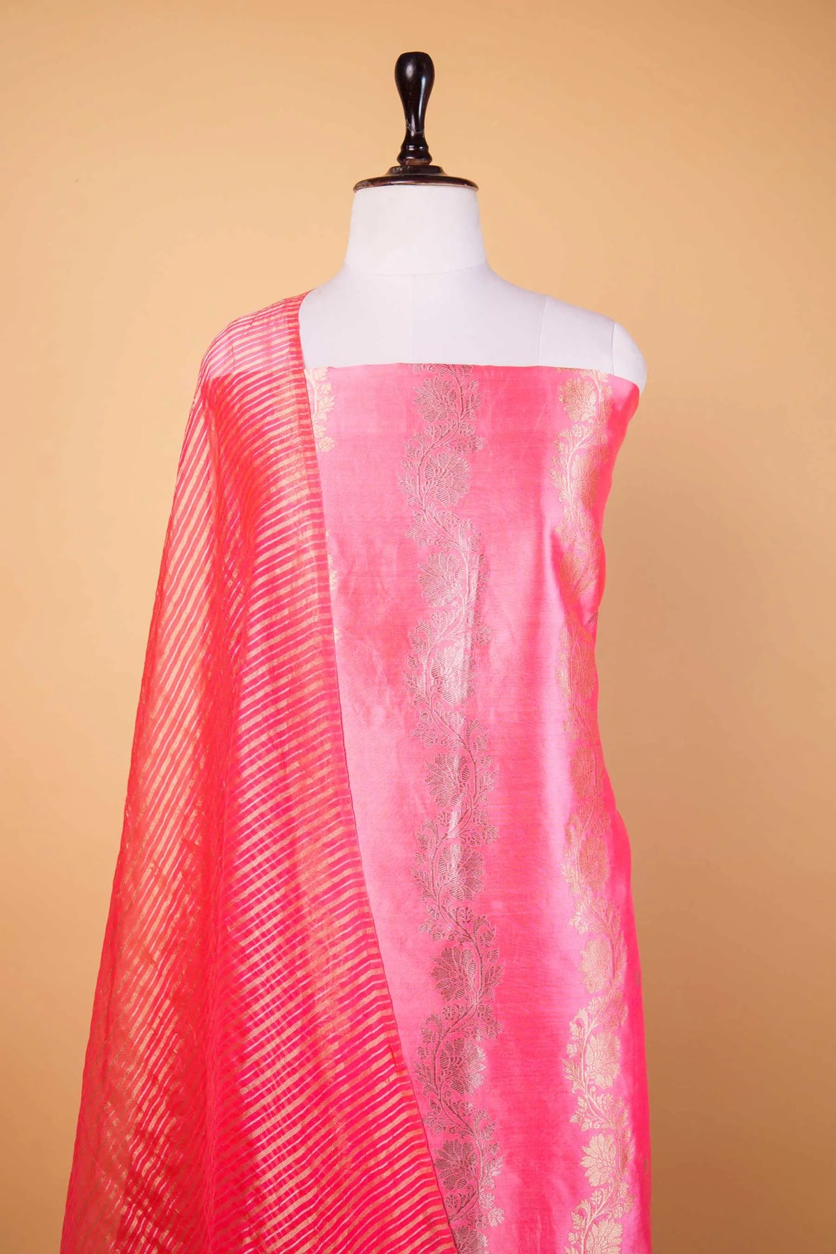 Peach Kadhua Chiniya Silk Suit Set
