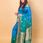 Green & Blue Shaded Kadhua Organza Silk Saree With Embellished Border