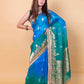 Green & Blue Shaded Kadhua Organza Silk Saree With Embellished Border