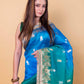 Green & Blue Shaded Kadhua Organza Silk Saree With Embellished Border