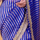 Royal Blue Sona Rupa Stripe Organza Silk Saree With Embellished Border