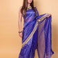 Royal Blue Sona Rupa Stripe Organza Silk Saree With Embellished Border