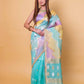 Green & Blue Ada Rangkat Kadhua Organza Silk Saree With Embellished Border