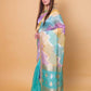 Green & Blue Ada Rangkat Kadhua Organza Silk Saree With Embellished Border