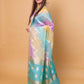 Green & Blue Ada Rangkat Kadhua Organza Silk Saree With Embellished Border