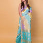Green & Blue Ada Rangkat Kadhua Organza Silk Saree With Embellished Border