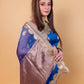 German Blue Pure Tissue Silk Saree With Embroidery Border
