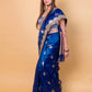 German Blue Pure Tissue Silk Saree With Embroidery Border