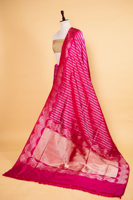 Hot Pink Sona Rupa Katan Banarasi Silk Saree