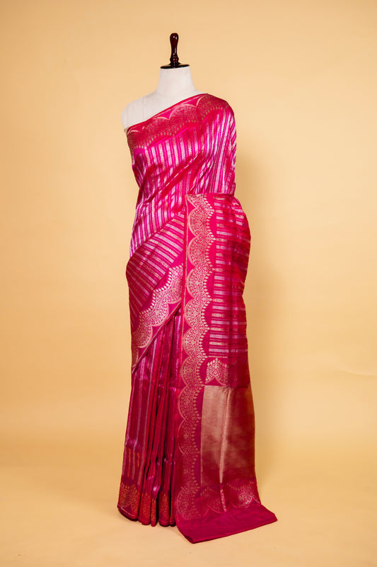 Hot Pink Sona Rupa Katan Banarasi Silk Saree